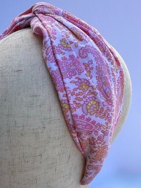 J.Crew Beach Pink Paisley Knotted Headband NWT 100% Cotton Poplin